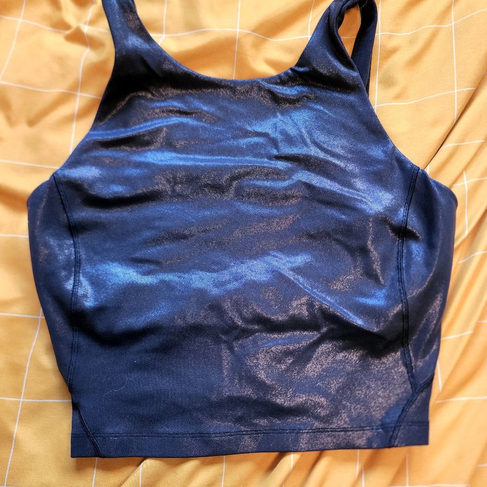 LuluLemon Align Shiny Black Top with Built in Bra - size 8